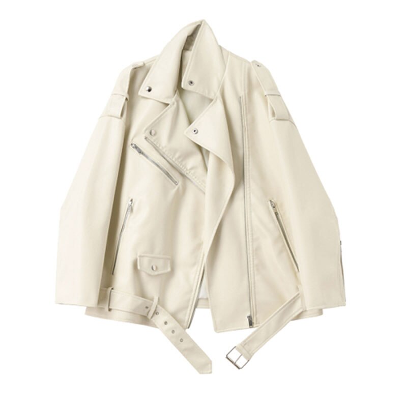 Spring Autumn Faux Leather Jackets Women Loose Casual Coat Female