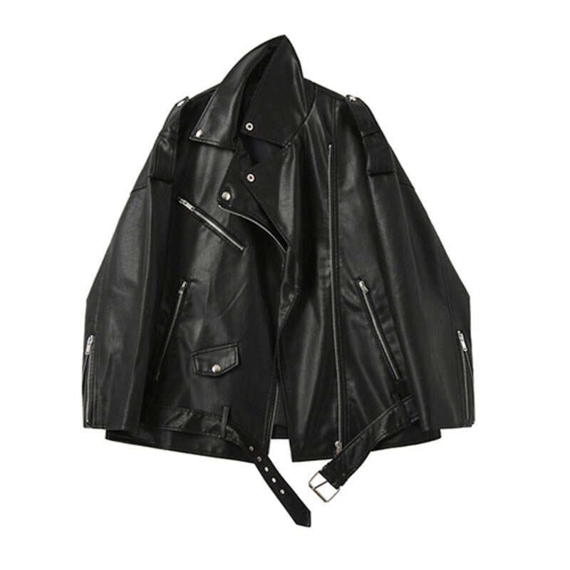 Spring Autumn Faux Leather Jackets Women Loose Casual Coat Female