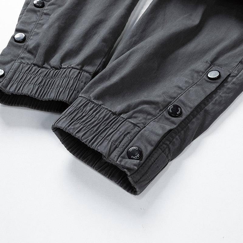 Single Road Mens Cargo Pants Men Techwear Baggy Button Hip Hop