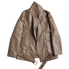Spring Autumn Faux Leather Jackets Women Loose Casual Coat Female