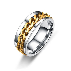 Titanium Steel Rotatable Chain Rings for Women Men Spinner Ring Multifunctional