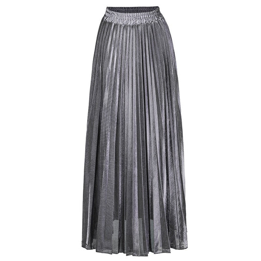 Spring fashion women clothes high waist A-line pleated sliver