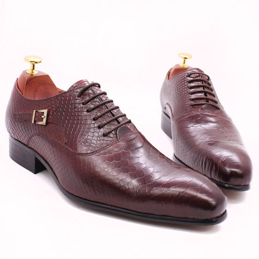 Luxury Men Oxford Shoes Prints Classic Style Dress Leather Shoes