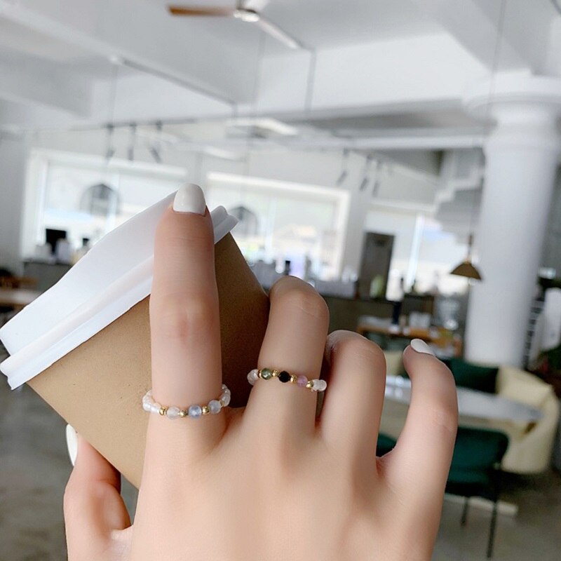 Kpop Cute Multi Beaded Imitation Pearl Colorful Crystal Adjustable Rope