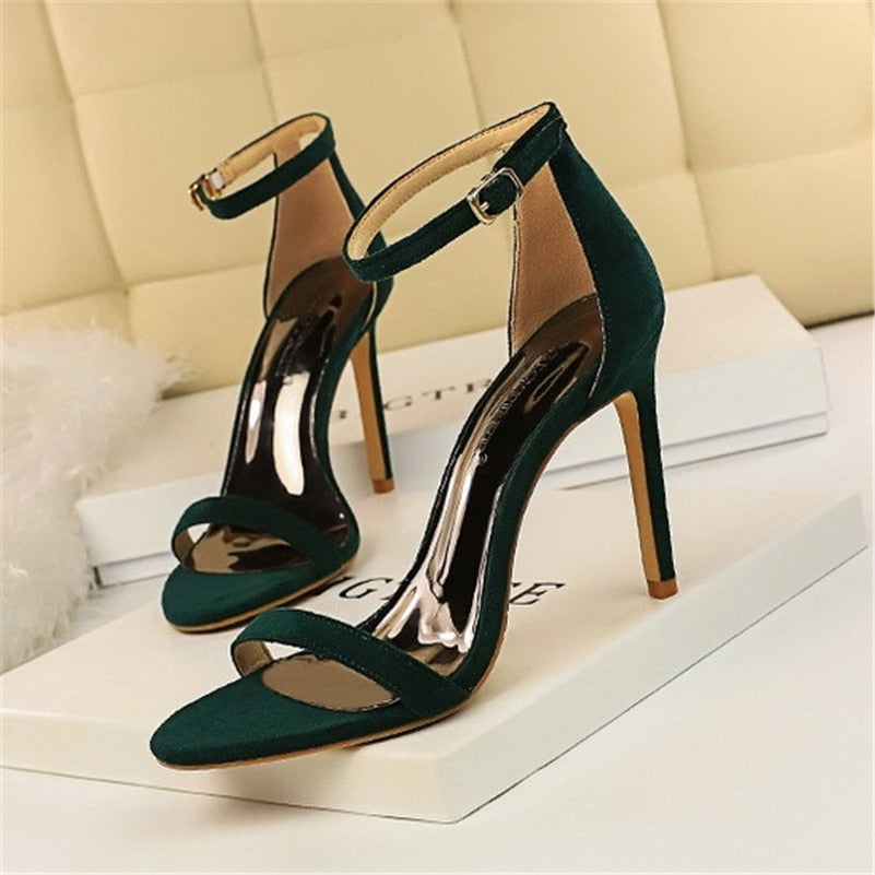Meotina Women Shoes Fashion Ankle Strap Pumps Thin Super High Heel Sandals