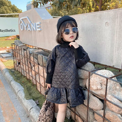 Winter Girls Coat-Dress Soft Quilted Thick Korean Dress Princess Autumn Clothes