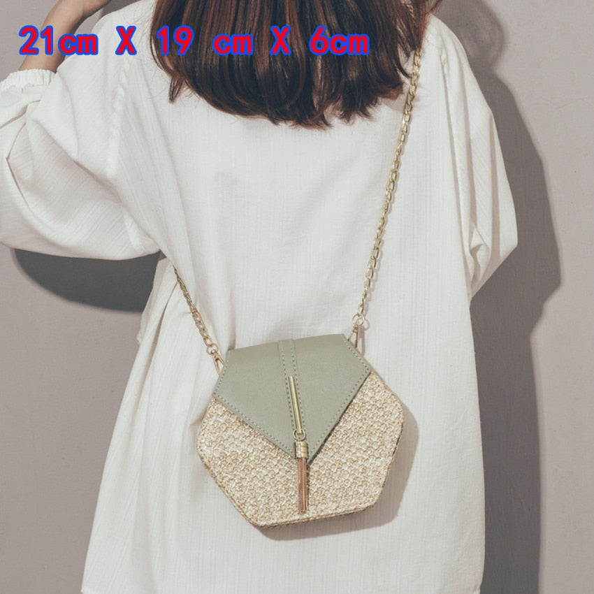 Small Straw Bucket Bags For Women Summer Crossbody Bags Lady Travel