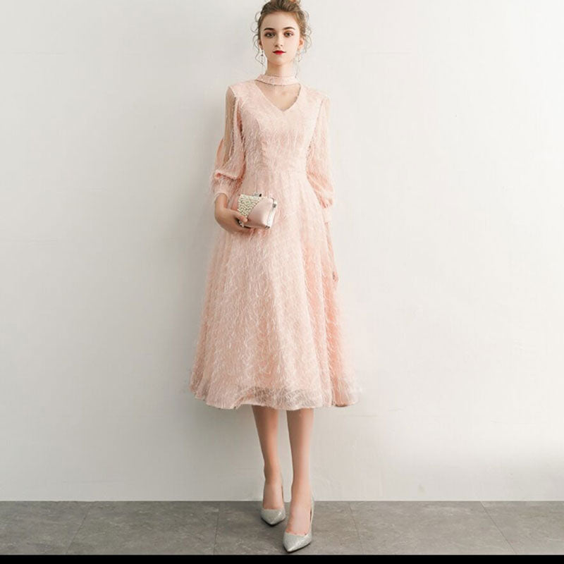 Homecoming Dresses: Evening Dresses V-Neck A-Line Lace Prom
