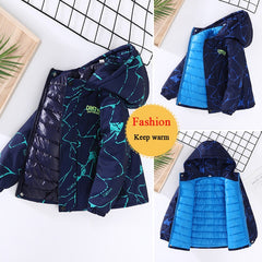 Winter Boy Cotton-padded Jacket Children Hooded Outerwear Boys Bomber Jacket