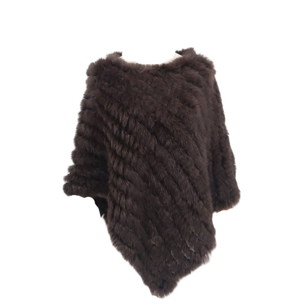 Real Fur Knitted Natural Fur Poncho Vest Fashion Wrap Coat Shawl