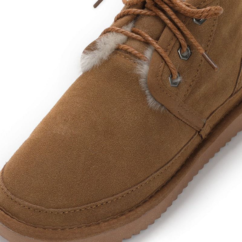 Genuine Leather Women's Snow Boots 100% Natural Fur