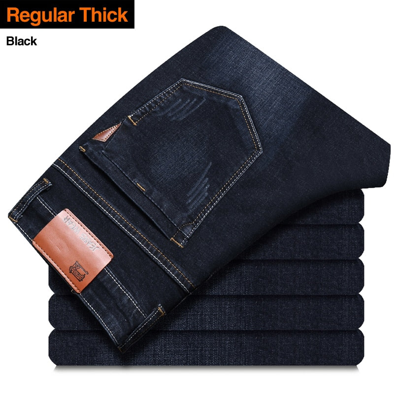 Brother Wang Classic Style Men Brand Jeans Business Casual Stretch Slim