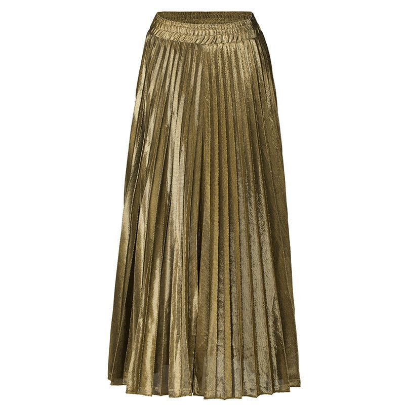 Spring fashion women clothes high waist A-line pleated sliver