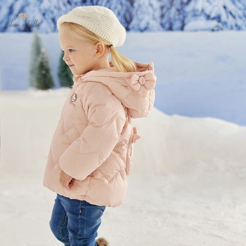 dave bella winter baby girls fashion cartoon hooded down coat children 90% white
