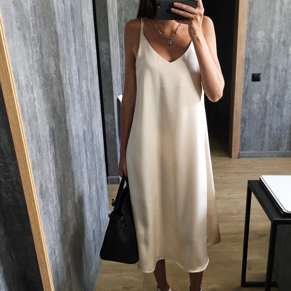 Spring summer Woman Tank Dress Casual Satin Sexy Camisole Elastic Female Home Beach Dresses v-neck camis sexy dress