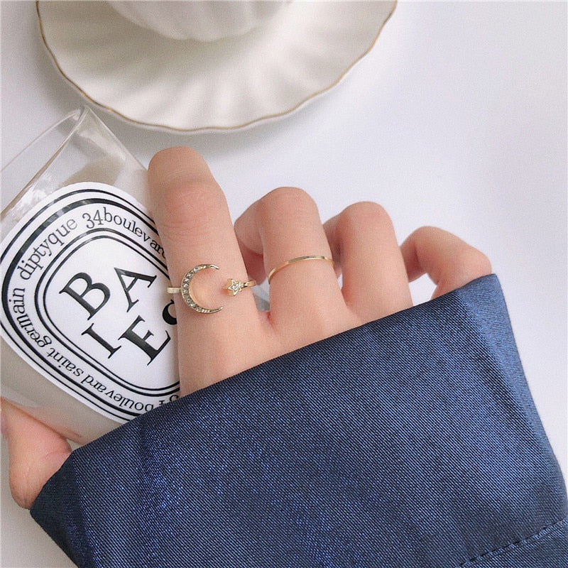 Punk Metal Geometry Circular Punk Rings Set Opening Index Finger