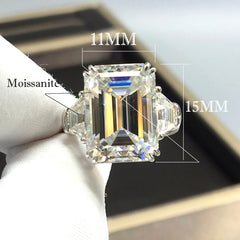 Real 18K AU750 Platinum 10CT 11×15MM Moissanite Ring Passed