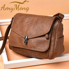 Women Fashion High Quality Leather Handbag Purses Female Retro Shoulder