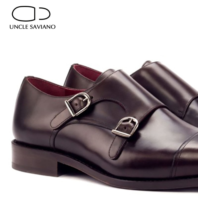 Uncle Saviano Double Monk Style Office Black Men Shoes Designer