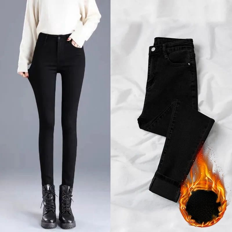Winter Thick Velvet Women jeans High Waist Skinny Jeans Simple