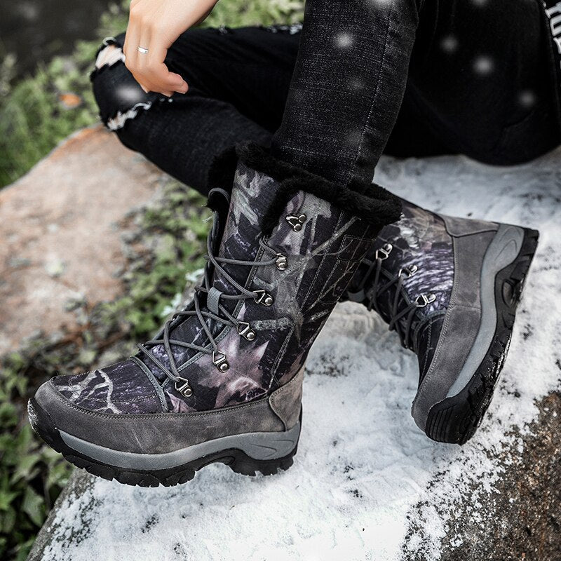 Men Boots Winter Shoes Men Snow Boots Waterproof Non-slip Thick Fur