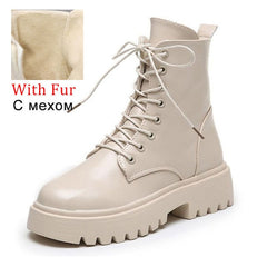 Woman Ankle Boots Flat Heel Shoes Women Lace Up Winter Autumn Shoes