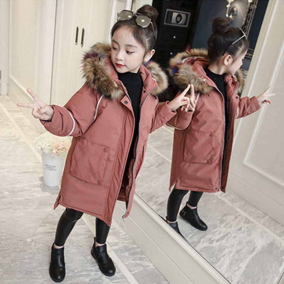 Girl Winter Jacket Kids Outdoor Warm Coat Thick Parka Children Clothing