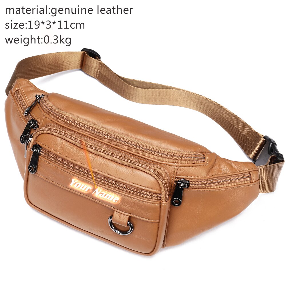 Genuine Leather Belt Bag Women's Waist Bags For Women Fanny Pack