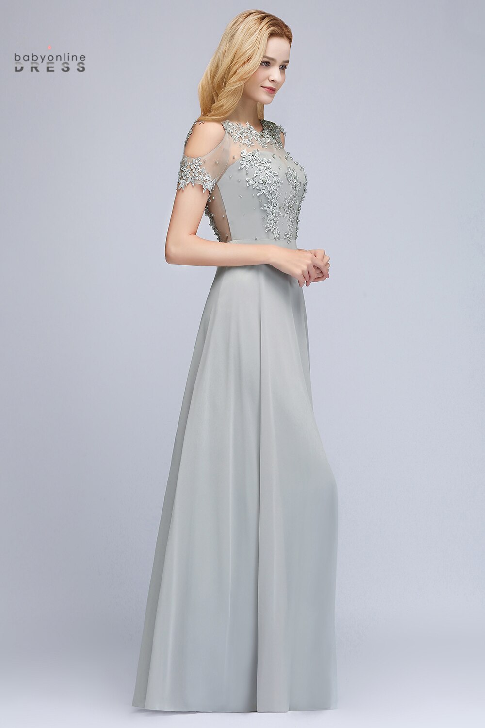 Homecoming Dresses: Long Prom Dresses Applique Pearls Transparent Back Dress