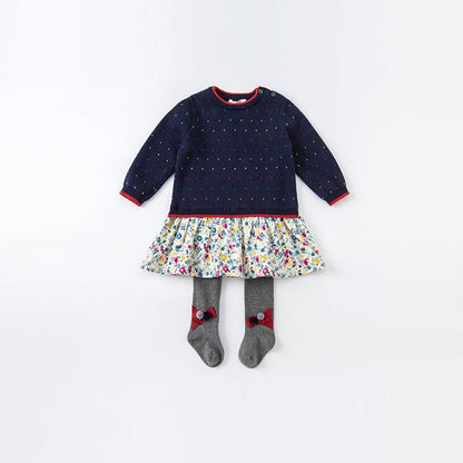 dave bella autumn baby girl cute floral dots sweater dress children fashion