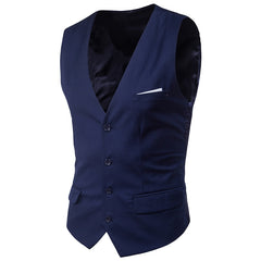 Black Suit Vest Waistcoat Men Slim Fit V Neck Dress Vests Mens