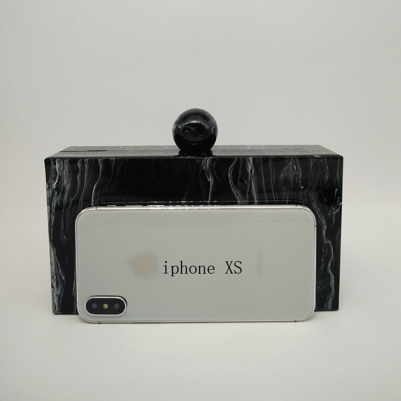 Marbling Art Pattern Acrylic Wallet Round Handle Evening Bags Women Clutch