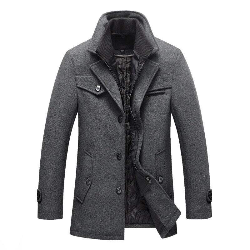 Wool Coat Slim Fit Jackets Mens Casual Warm Outerwear Jacket and coat