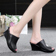 Women Sandals Woman Leather Sandals Wedges Heel Women