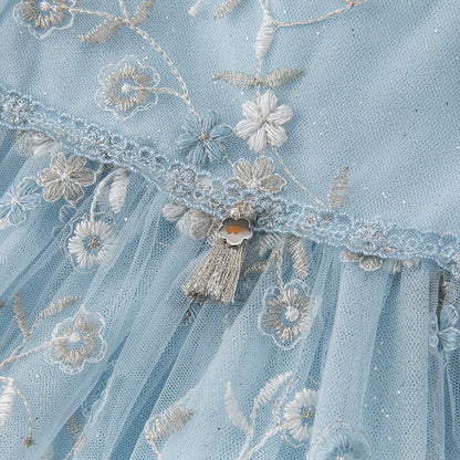 dave bella spring baby girls cute floral embroidery mesh dress fashion party dress