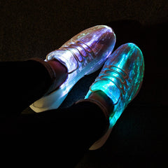 Size 25-46 Fiber Optic Fabric Light Up Shoes 11 Colors Flashing Teenager