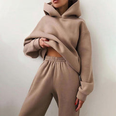 Women Tracksuit Suit Autumn Fashion Warm Hoodie Sweatshirts Two Pieces