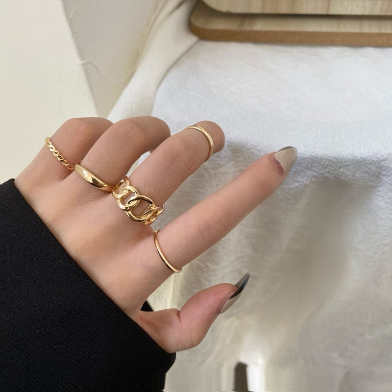 Punk Metal Geometry Circular Punk Rings Set Opening Index Finger