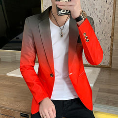 Blazer men Male Gradient suit jacket Masculino Korean Style slim fit