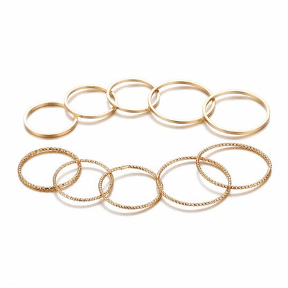 Original Design Gold Color Round Hollow Geometric Rings Set For Women