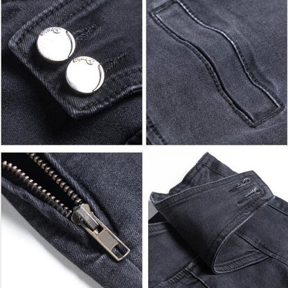 Vintage Blue High Waist Jeans For Women New Side Zipper Slim Skinny Pencil Pants
