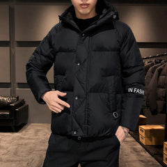 Men's Coat Winter Korean Style Cotton-padded Jacket Youth Warm Solid Color