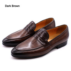 Men Penny Loafers Leather Shoes Genuine Leather Elegant Wedding