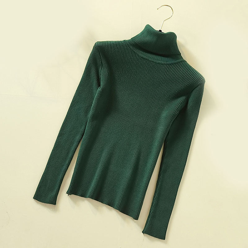 Turtleneck Women Pullover Sweater Spring Jumper Knitted Basic