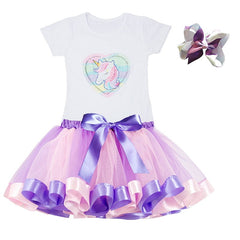 Kids Clothes Summer Fashion Unicorn T shirt whit Skirt Baby Girls Clothes
