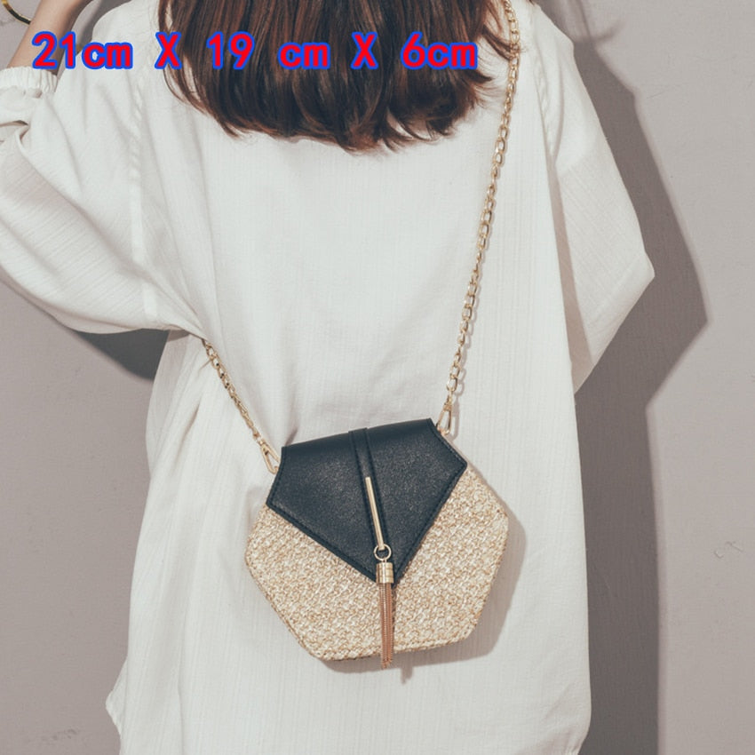 Small Straw Bucket Bags For Women Summer Crossbody Bags Lady Travel