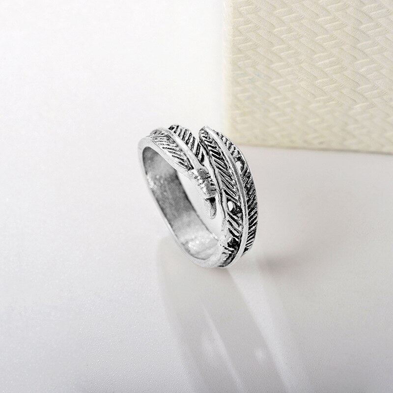 Simple Fashion Silver Color Feather Dolphin Adjustable Ring Exquisite Jewelry