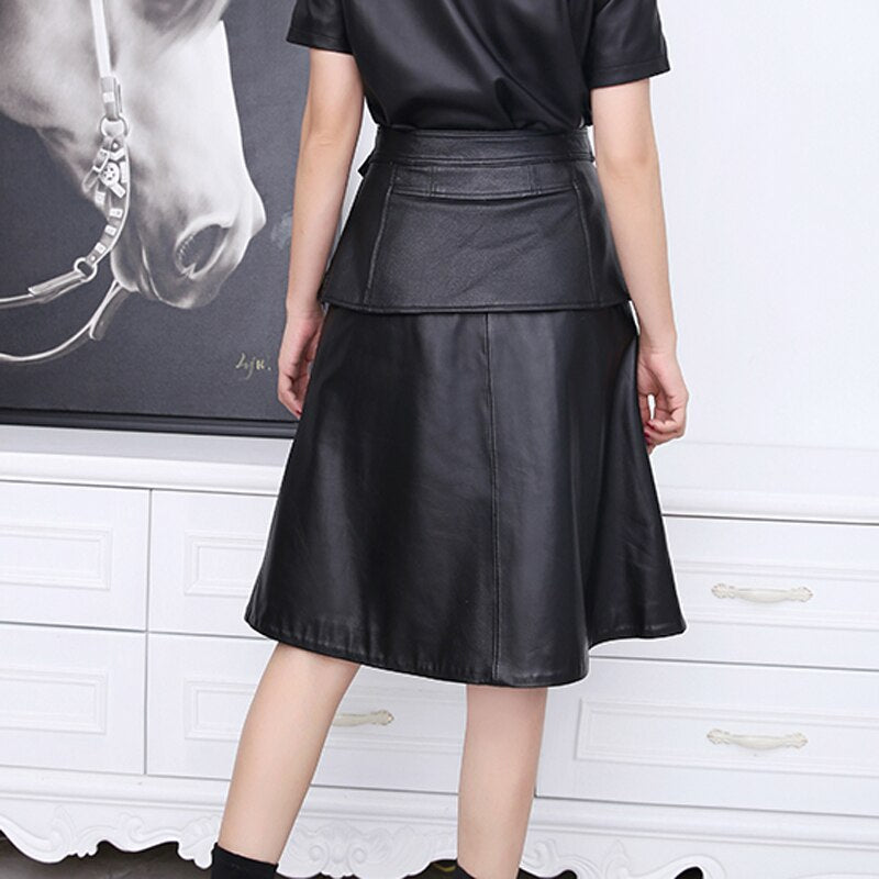 Female Punk Niche Skirt Winter Women 100% Leather