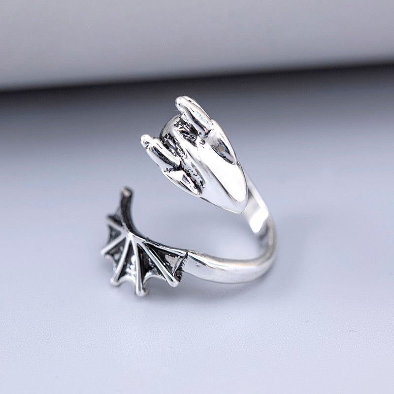 Fashion Enamel Dragon Rings Punk Viking Animal Snake Adjustable Finger Ring