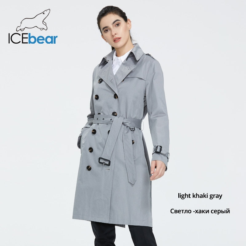 Women Autumn lapel windbreaker fashion double breasted